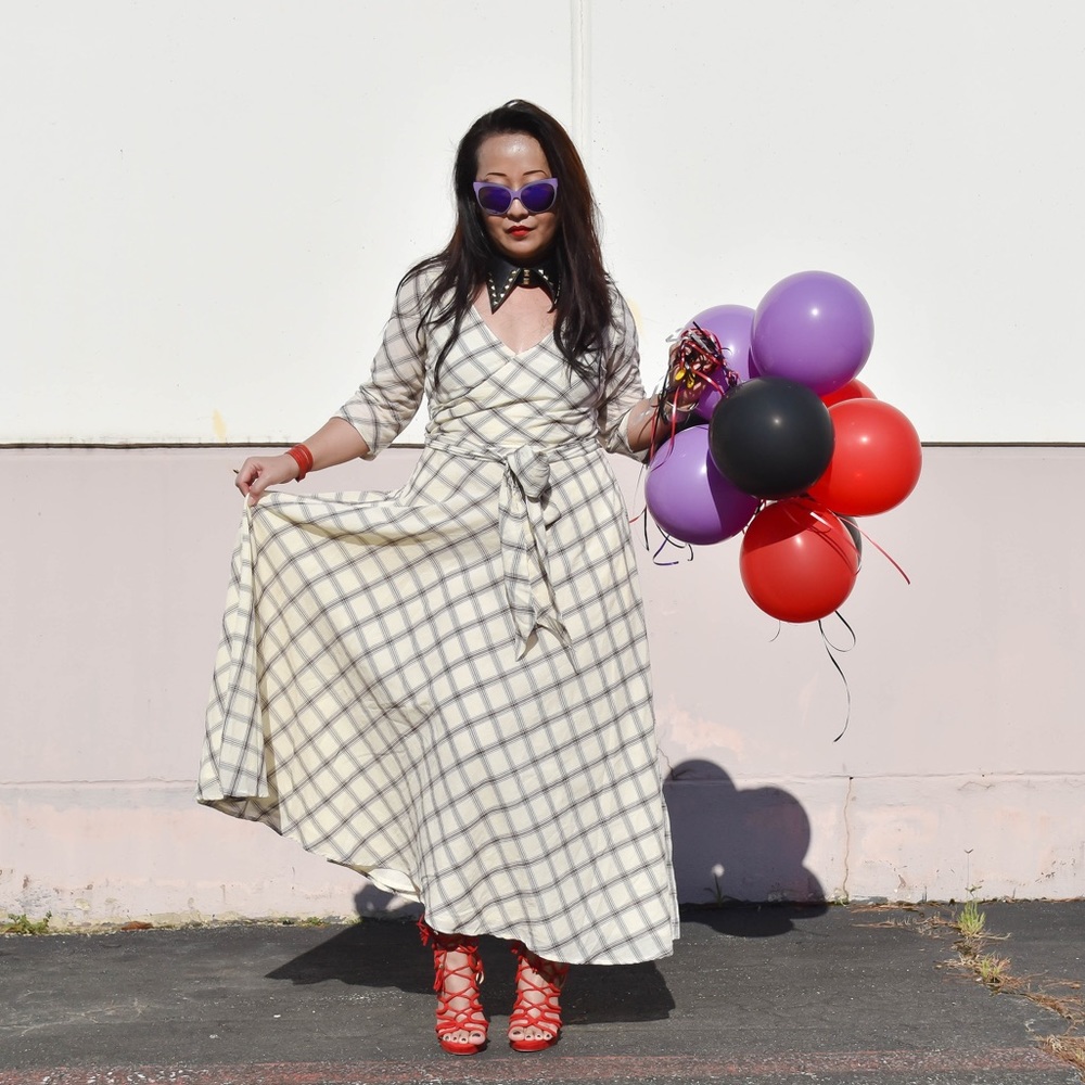 Grey & Cream Wraparound Maxi